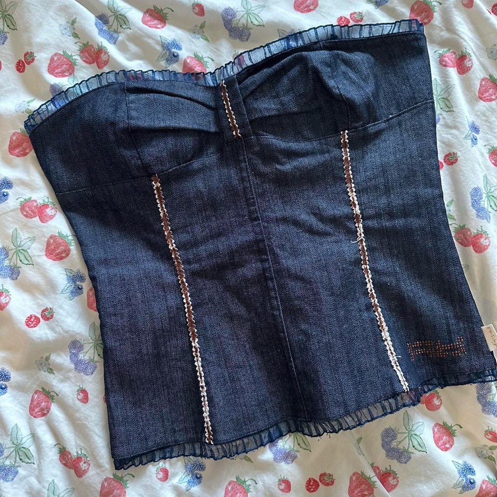 Vintage reworked Corset Top with Lace Trim